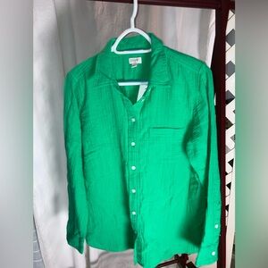 J Crew sz M Double Gauze Dublin Green button up shirt